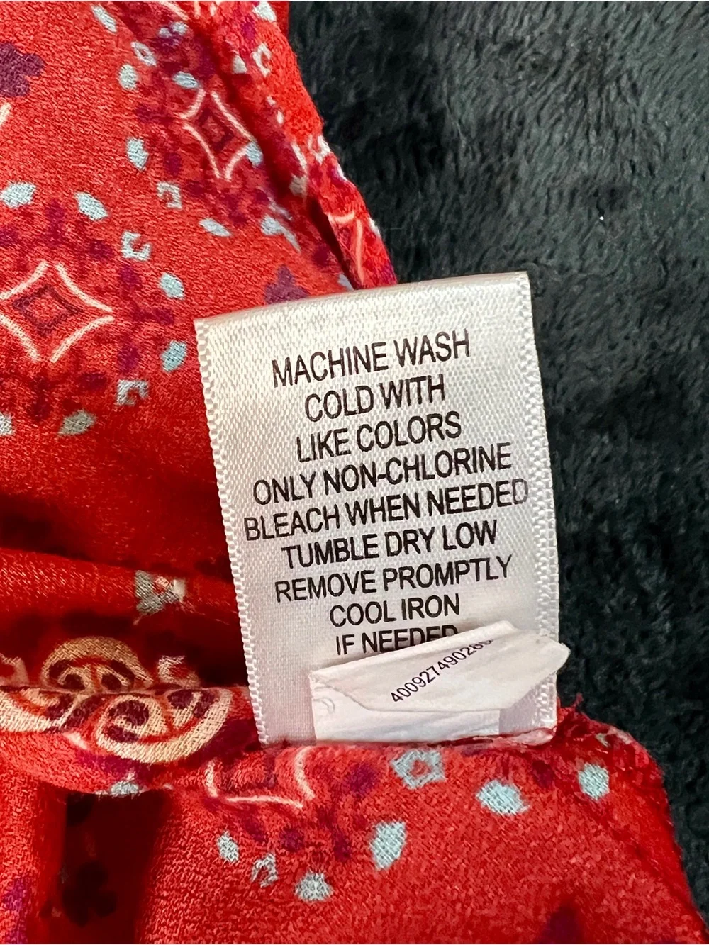 Sonoma Wms Red Turquoise Cotton Paisley Lace Inset Boho Casual Peasant Top M - Picture 11 of 11